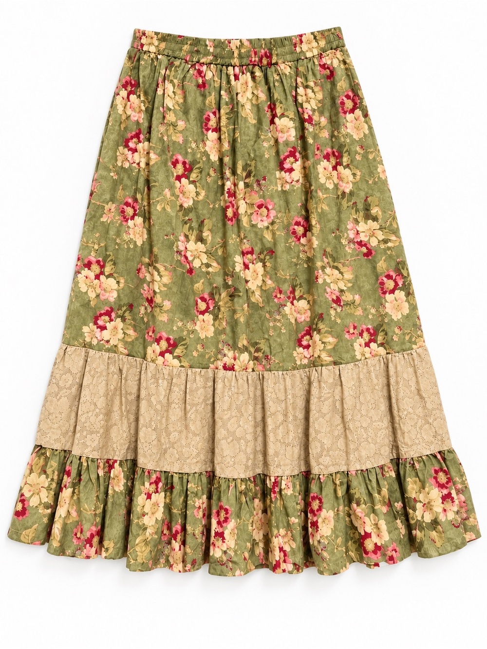 Patricia Wolf Floral Lace Prairie Maxi Skirt One Size Western Cottagecore